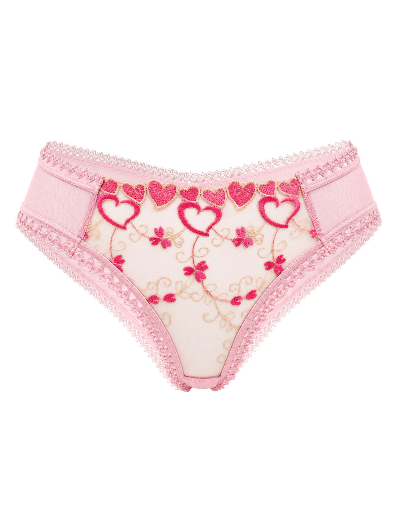 (image for) Women's Heart Floral Embroidered Sheer Mesh Low Rise Briefs Cotton Gusset Breathable No Show Sexy Everyday Panties