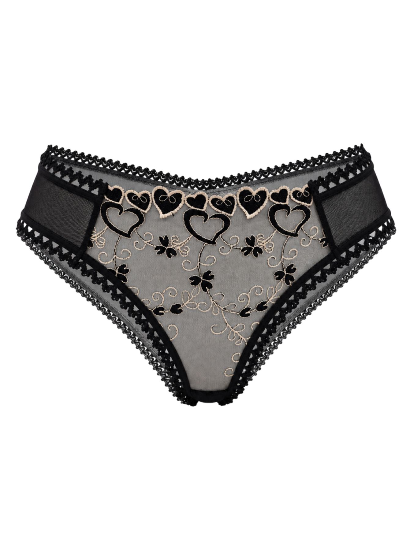 (image for) Women's Heart Floral Embroidered Sheer Mesh Low Rise Briefs Cotton Gusset Breathable No Show Sexy Everyday Panties