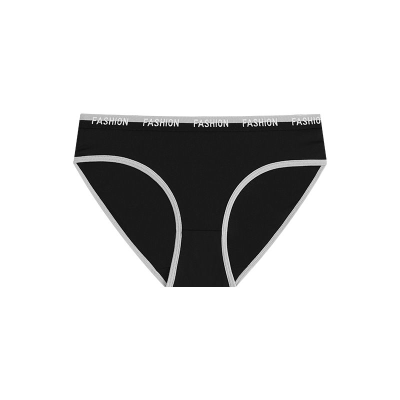 (image for) Women's Mid-Rise Letter Print Waistband Sporty Triangle Briefs 100% Cotton Crotch Seamless Butt Lifting Breathable Casual Everyday Underwear