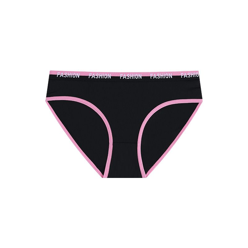 (image for) Women's Mid-Rise Letter Print Waistband Sporty Triangle Briefs 100% Cotton Crotch Seamless Butt Lifting Breathable Casual Everyday Underwear