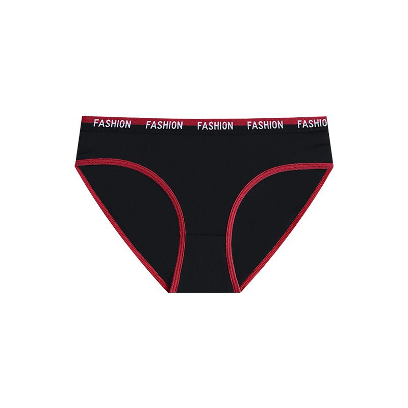 (image for) Women's Mid-Rise Letter Print Waistband Sporty Triangle Briefs 100% Cotton Crotch Seamless Butt Lifting Breathable Casual Everyday Underwear