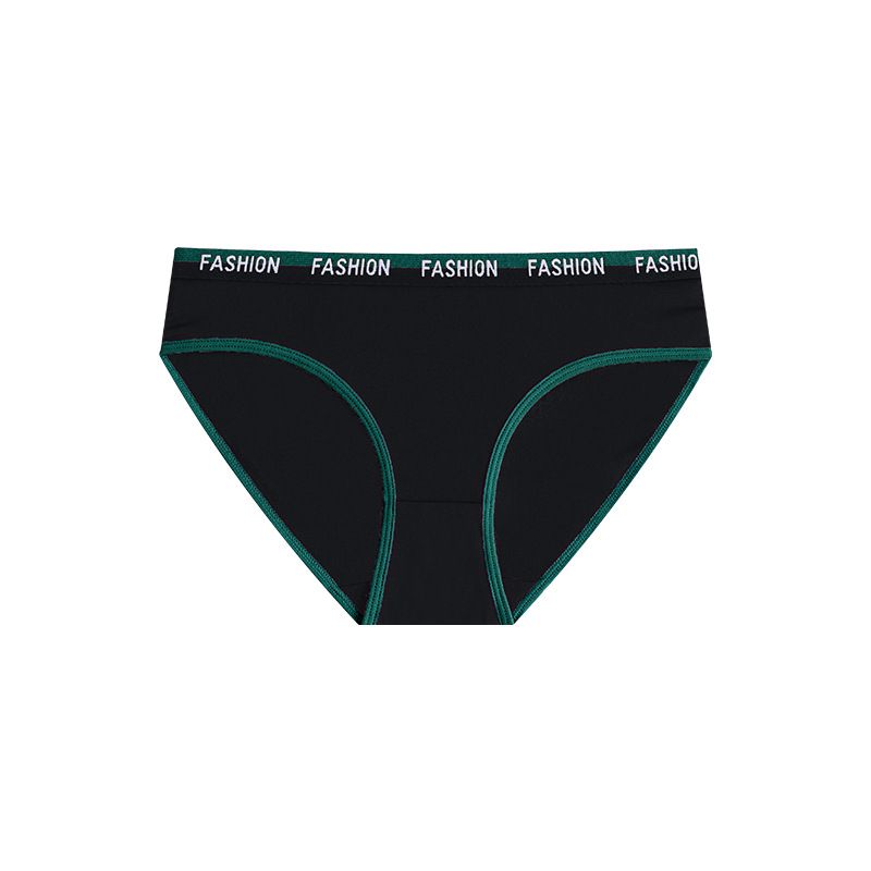(image for) Women's Mid-Rise Letter Print Waistband Sporty Triangle Briefs 100% Cotton Crotch Seamless Butt Lifting Breathable Casual Everyday Underwear