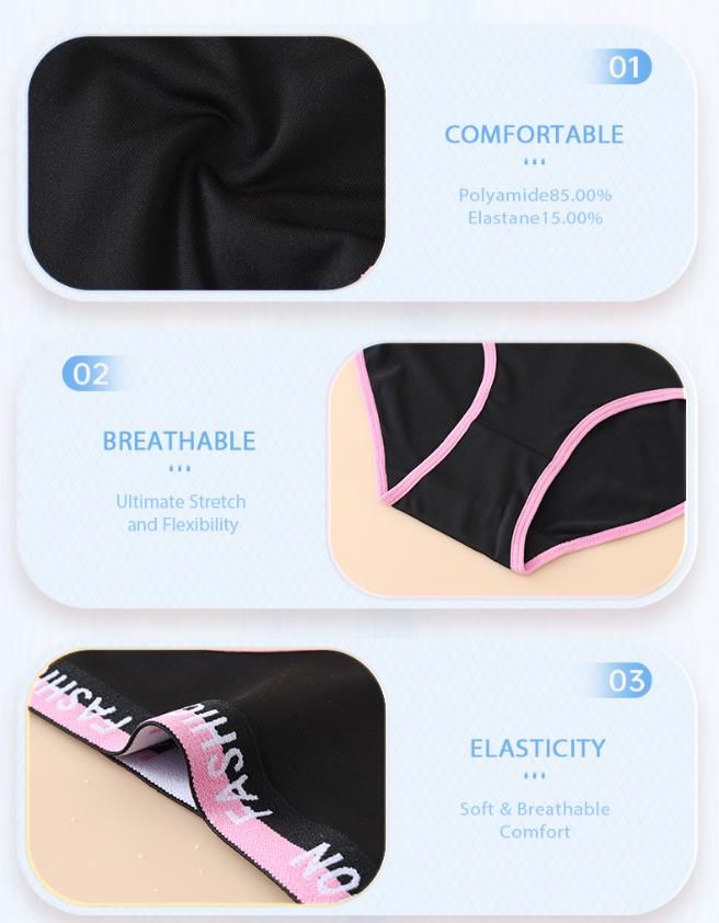 (image for) Women's Mid-Rise Letter Print Waistband Sporty Triangle Briefs 100% Cotton Crotch Seamless Butt Lifting Breathable Casual Everyday Underwear