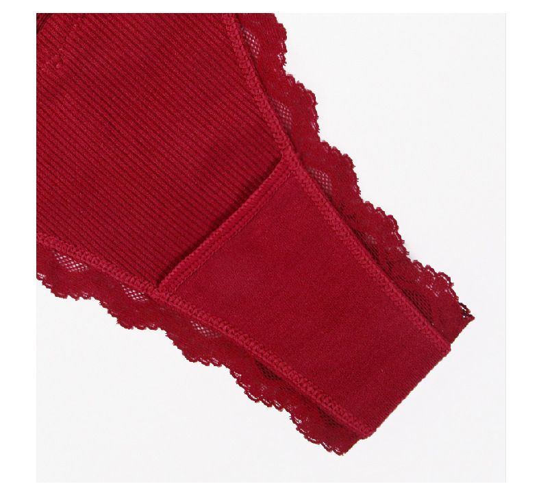 (image for) Women's Delicate Lace Waistband Ribbed Low Rise Thong Soft Breathable Cotton Gusset Seamless No-Show Sexy Everyday Intimate Panties