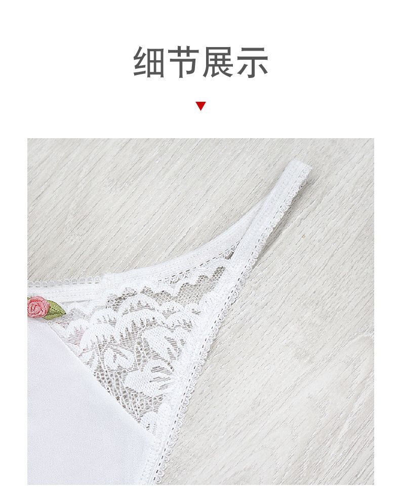 (image for) Women's Sexy Lace Panel Thin Strap Seamless Low Rise Thong Quick Dry Soft Everyday Intimate Panty with Cotton Gusset