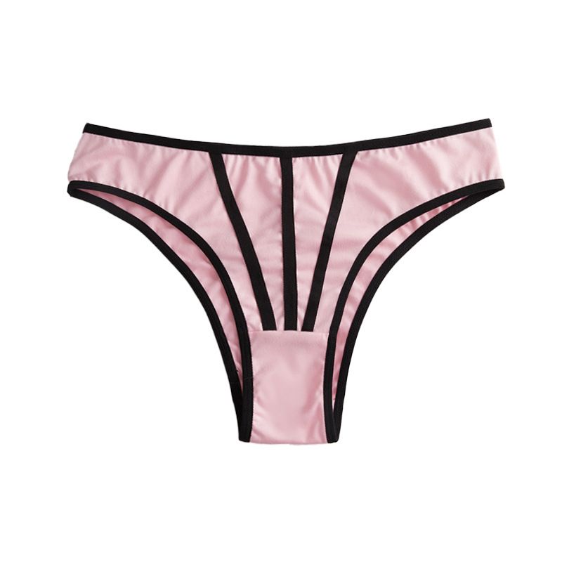 (image for) Women's Contrast Binding Low Rise Thong Soft Breathable Cotton Gusset Stretchy Everyday Intimate Panty