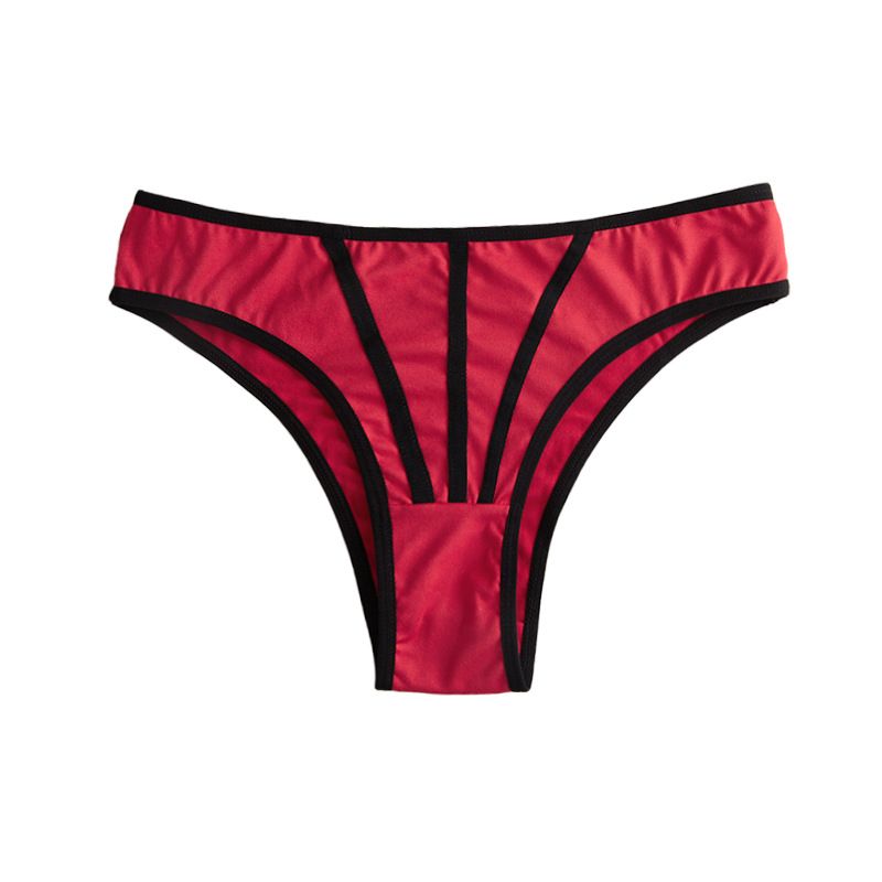 (image for) Women's Contrast Binding Low Rise Thong Soft Breathable Cotton Gusset Stretchy Everyday Intimate Panty