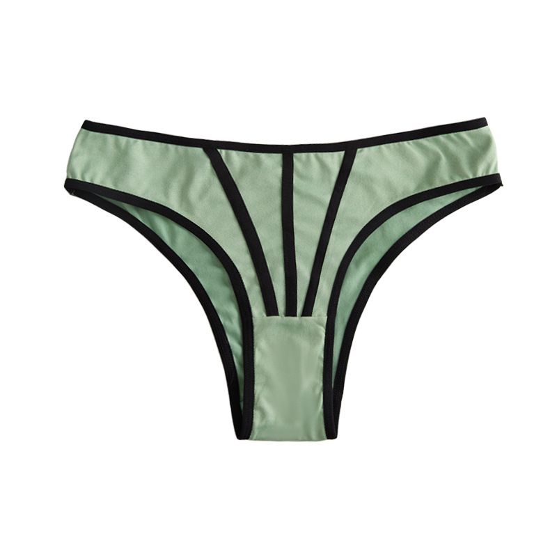 (image for) Women's Contrast Binding Low Rise Thong Soft Breathable Cotton Gusset Stretchy Everyday Intimate Panty