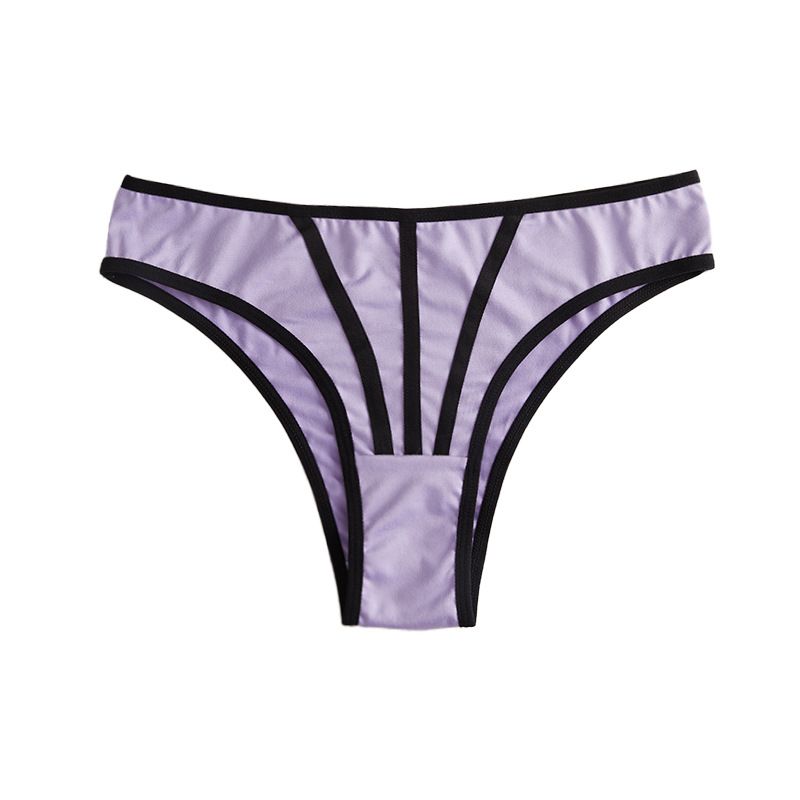 (image for) Women's Contrast Binding Low Rise Thong Soft Breathable Cotton Gusset Stretchy Everyday Intimate Panty