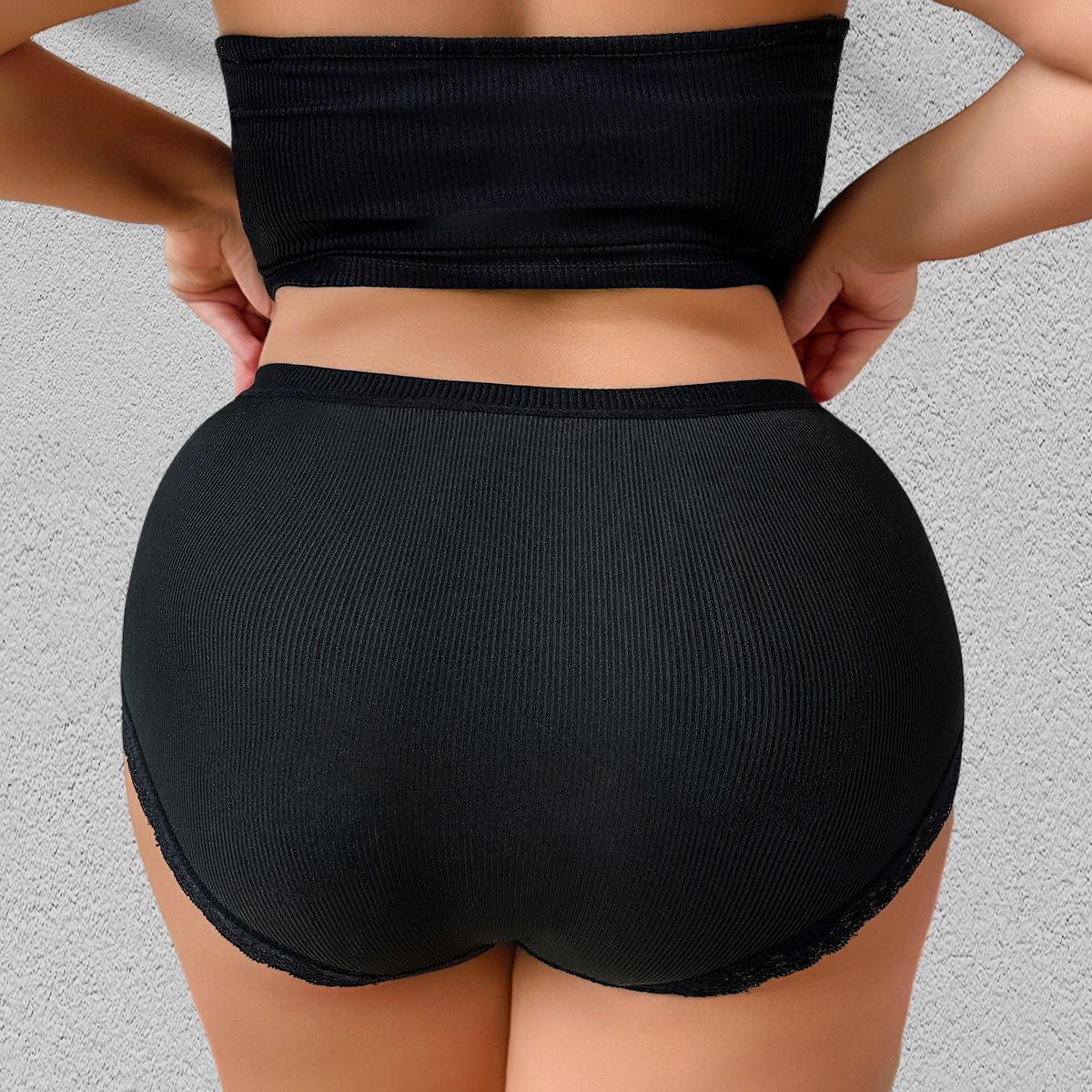 (image for) Women's Mid Waist Plus Size Boyshort Panty Cute Bow Accent Lace Leg Trim Soft Knitted Breathable Comfortable Everyday Underwear