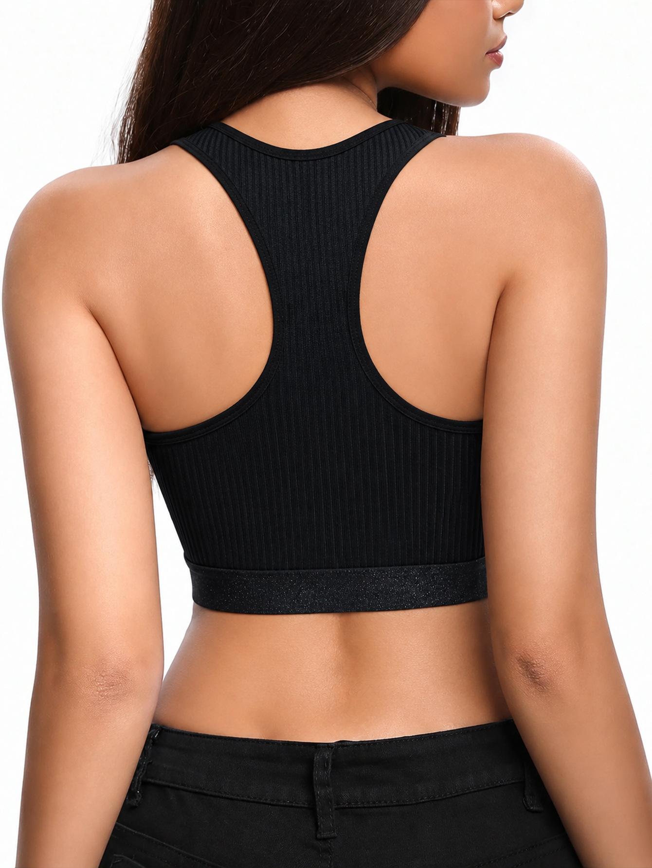 (image for) Women's Rhinestone Mesh Halter Neck Crop Top Racerback Ribbed Slim Fit Stretchy Sexy Clubwear Outerwear Cami Vest