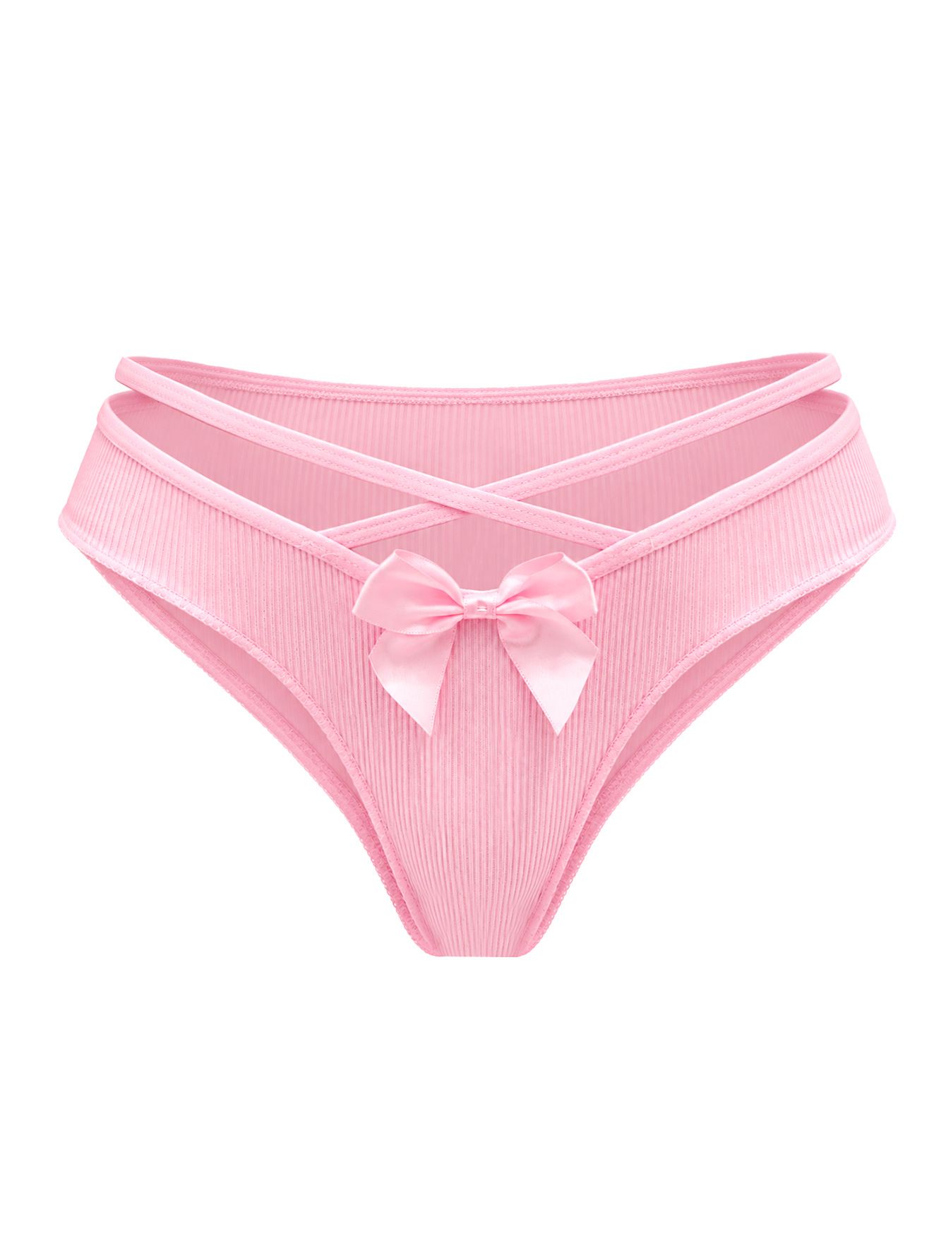 (image for) Women's Cherry Floral Print Crisscross Waist Bow Low Rise Triangle Briefs Cotton Gusset No Roll Chafe-Free Everyday Panties