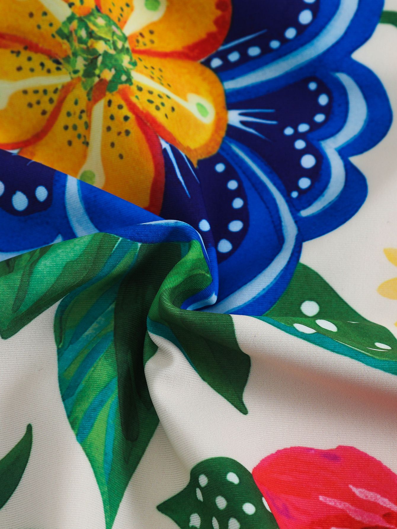 (image for) Women Boho Tropical Floral Parrot Print High Neck One Piece Swimsuit with Matching Wrap Skirt 2 Piece Bohemian Vacation Casual Beach Swimwear Set