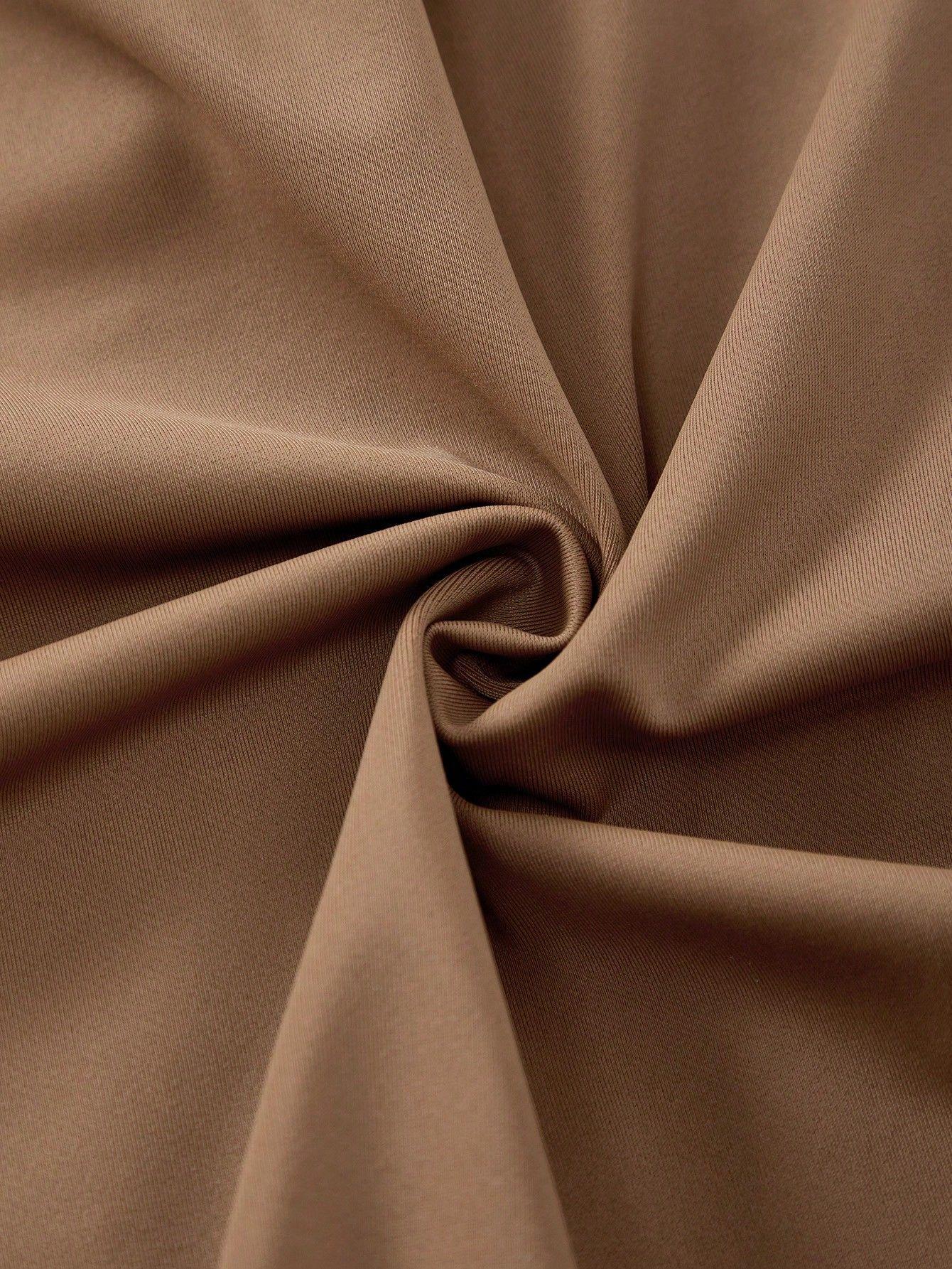 (image for) Women Brown White Color Block One Shoulder One Piece Swimsuit with Sheer Maxi Wrap Skirt 2 Piece Ruched Tummy Control Elegant Beach Vacation Resort Swimwear