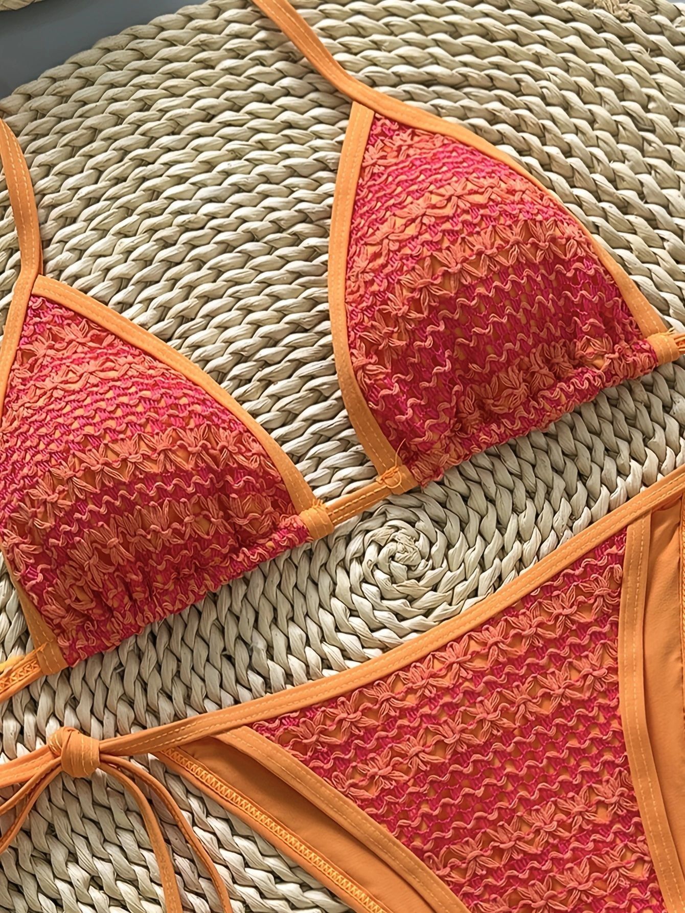(image for) Women's 2026 Special Textured Fabric Triangle Bikini Set Padded Wirefree High Stretch Sexy Beach Resort Hot Spring Swimwear