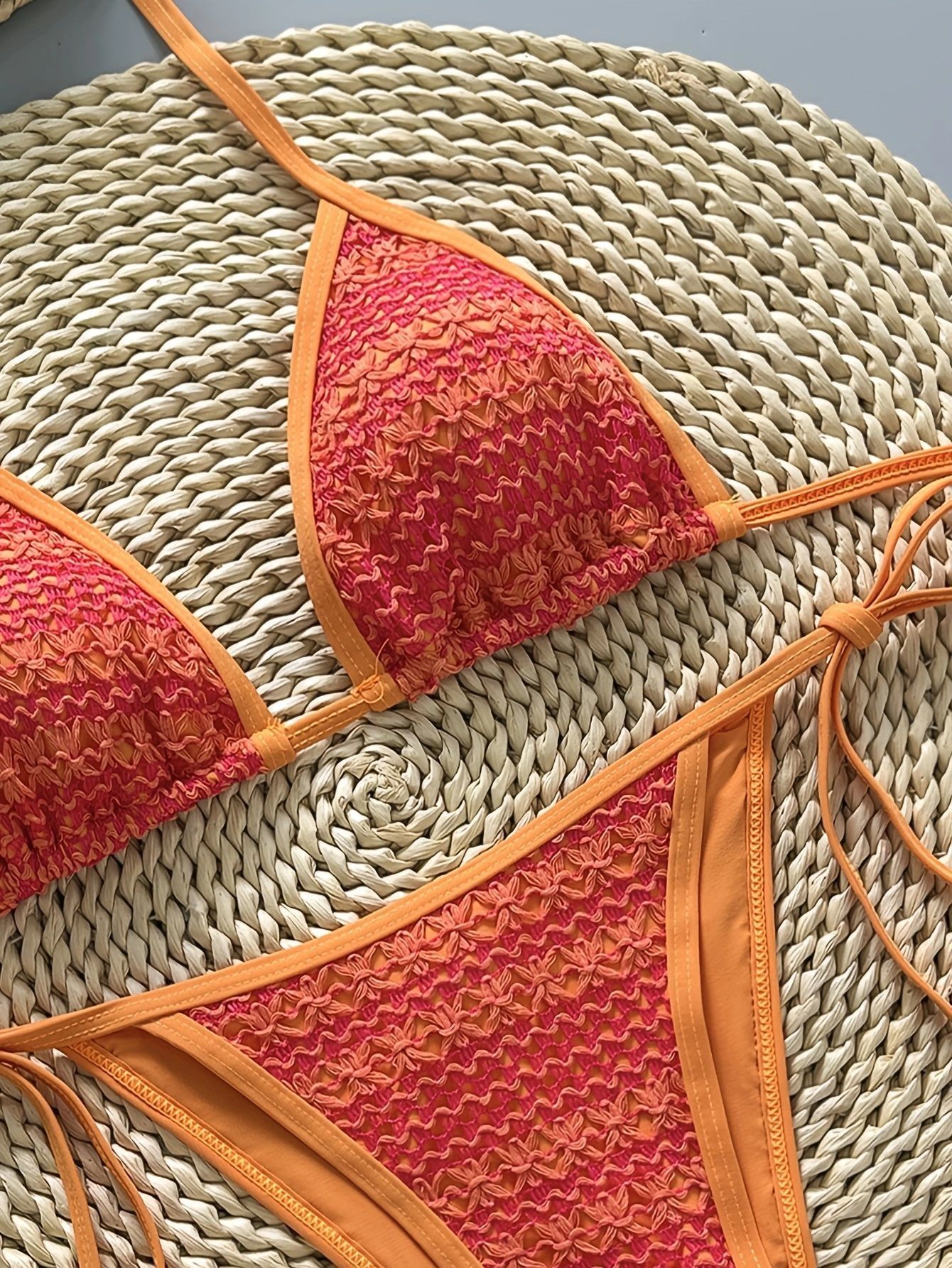(image for) Women's 2026 Special Textured Fabric Triangle Bikini Set Padded Wirefree High Stretch Sexy Beach Resort Hot Spring Swimwear