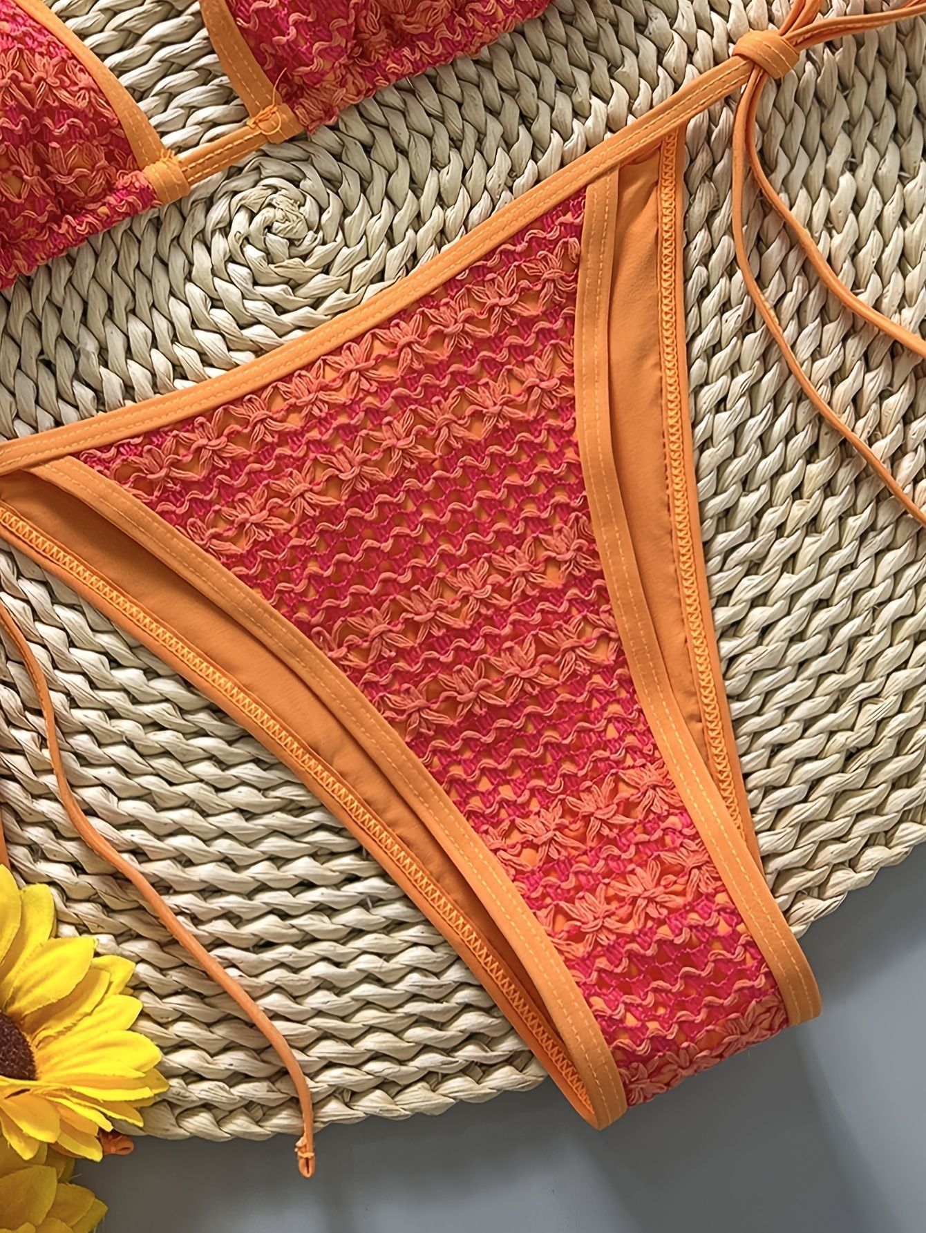 (image for) Women's 2026 Special Textured Fabric Triangle Bikini Set Padded Wirefree High Stretch Sexy Beach Resort Hot Spring Swimwear