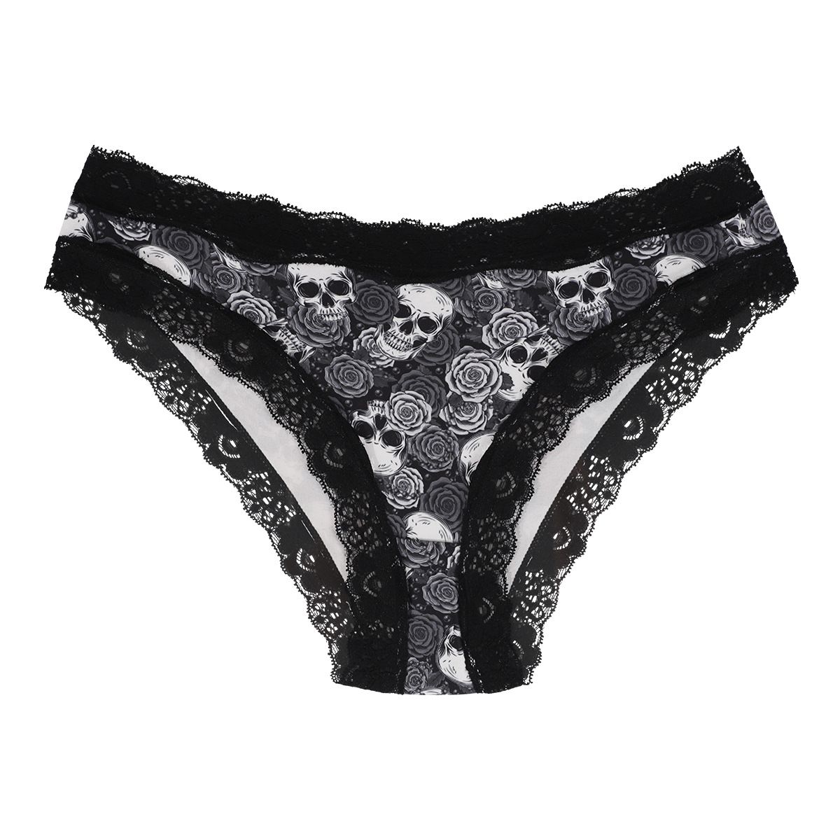 (image for) Women's Halloween Themed Low Rise Lace Trim Brief Panties Breathable Seamless Waistband Full Seat Coverage Festive Spooky Intimate Wear