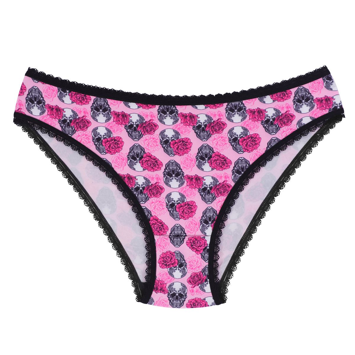 (image for) Women's Halloween Print Low Rise Lace Trim Brief Seamless Invisible No-Show Breathable Festive Intimate Panty