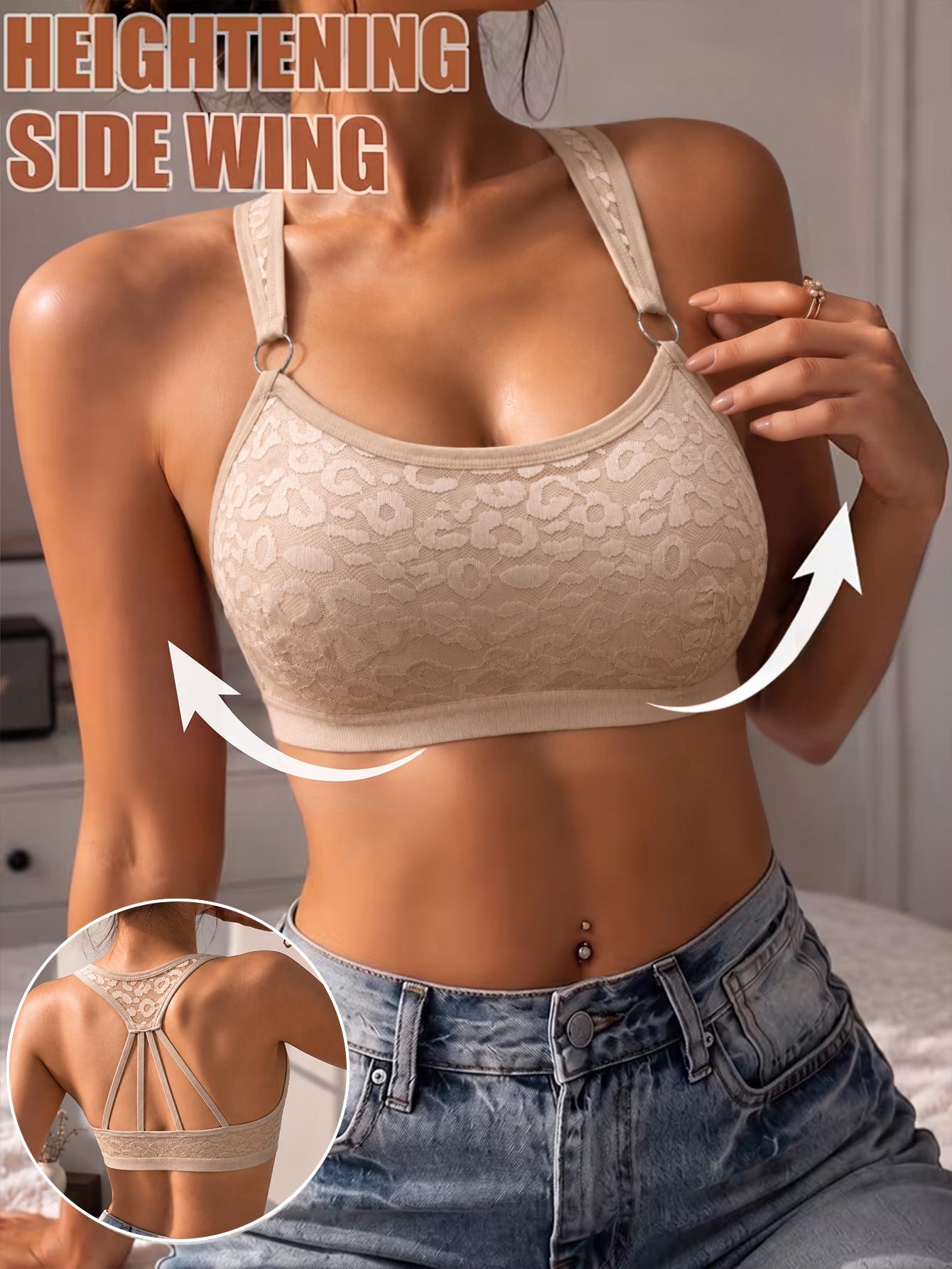 (image for) Women's Leopard Lace Racerback Bralette Full Coverage Wirefree Soft Support Breathable Sexy Everyday Lingerie Winter 2026