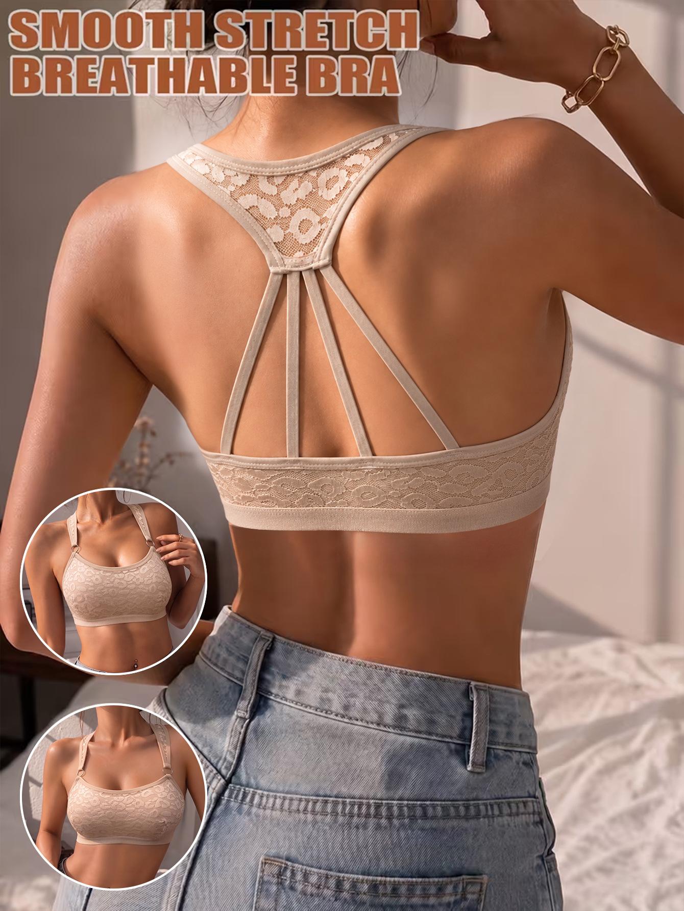 (image for) Women's Leopard Lace Racerback Bralette Full Coverage Wirefree Soft Support Breathable Sexy Everyday Lingerie Winter 2026